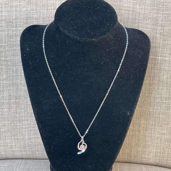 Women Necklace Fashion Jewelry Faux Pink Stone Pendant Chain - Picture 11 of 12